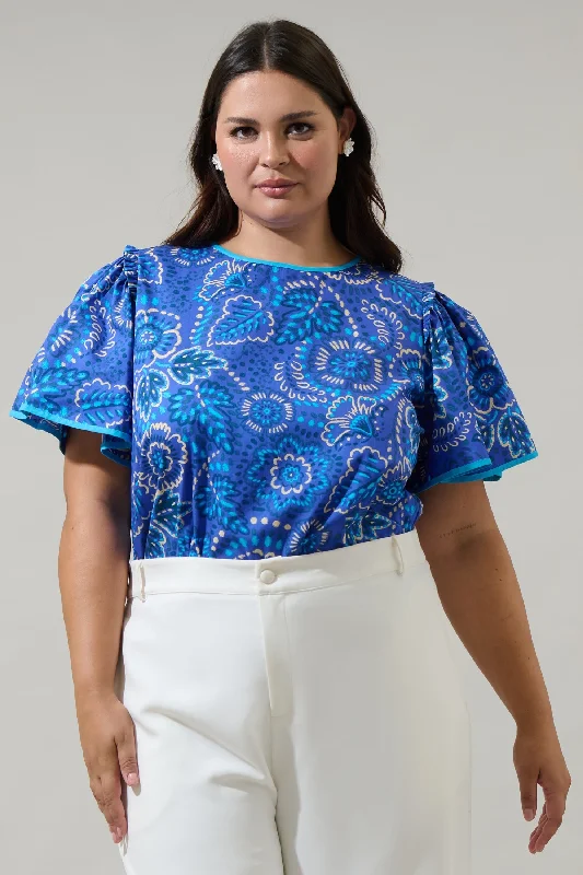 Stylish Statements Kenner Floral Sydne Flutter Sleeve Top Curve