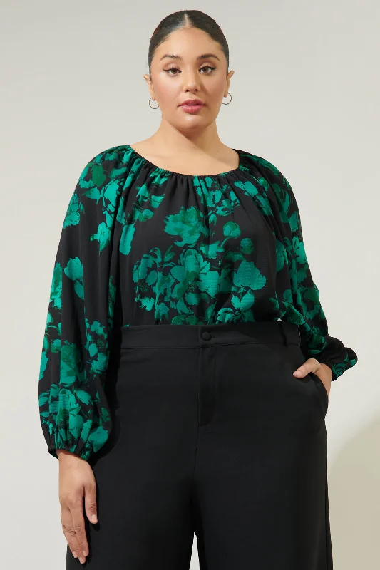 Premium Style Krypton Floral Marica Balloon Sleeve Top Curve