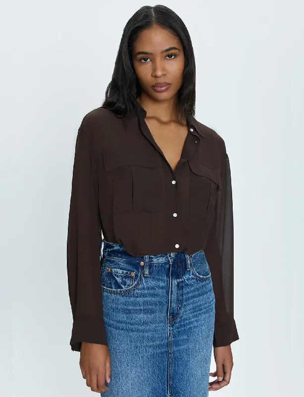 Premium Style Reese Sheer Shirt, Dark Roast