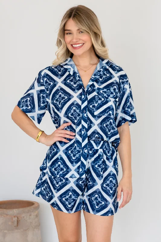 Quick Grab Deals Delta Shirt Alara Print Navy