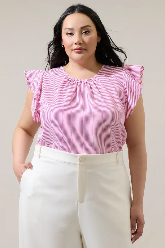 Urban Elegance Deals Hermas Striped Ruffle Top Curve