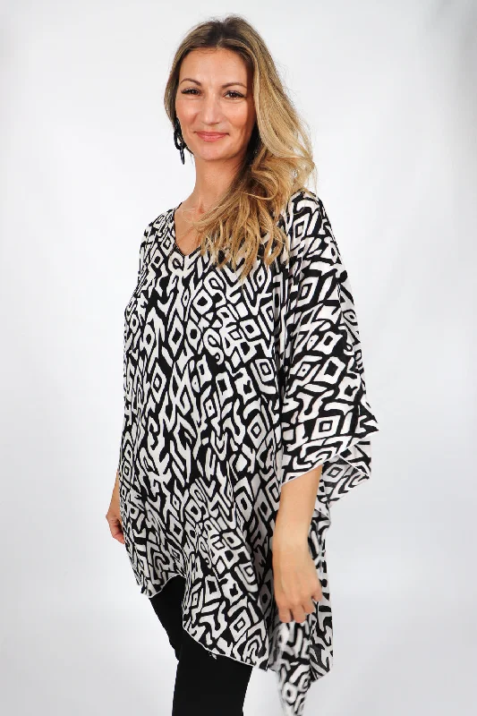 Special Offers, Don't Miss Short Kaftan - Black & White