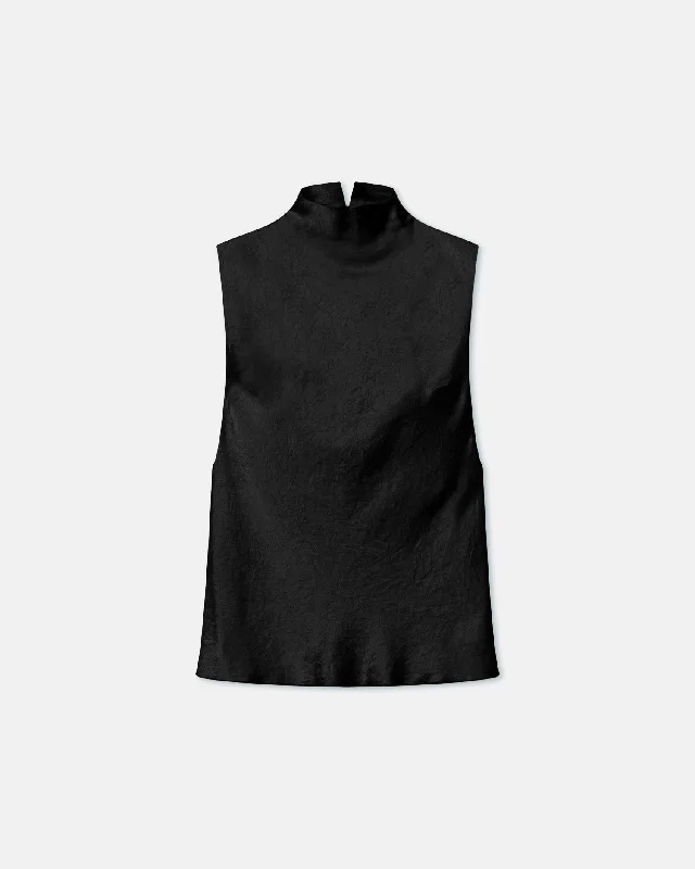 Huge Price Cut Colson - Crinkled-Satin Turtleneck Top - Black