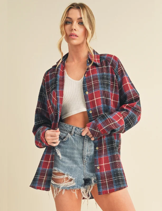 Chic & Modern Sales Kate Flannel Shirt, Red Combo