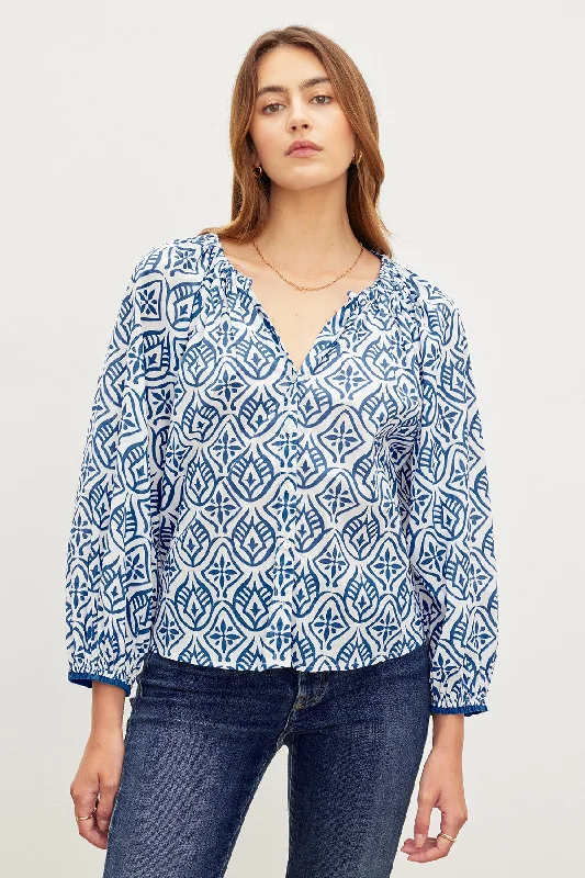 Fashion Forward MARIAN PRINTED BUTTON FRONT TOP