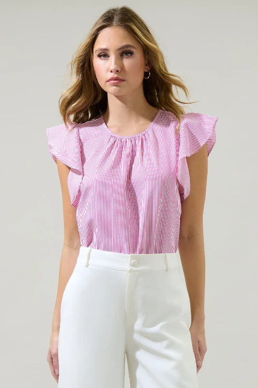 Refined Fashion Sale Hermas Striped Ruffle Top