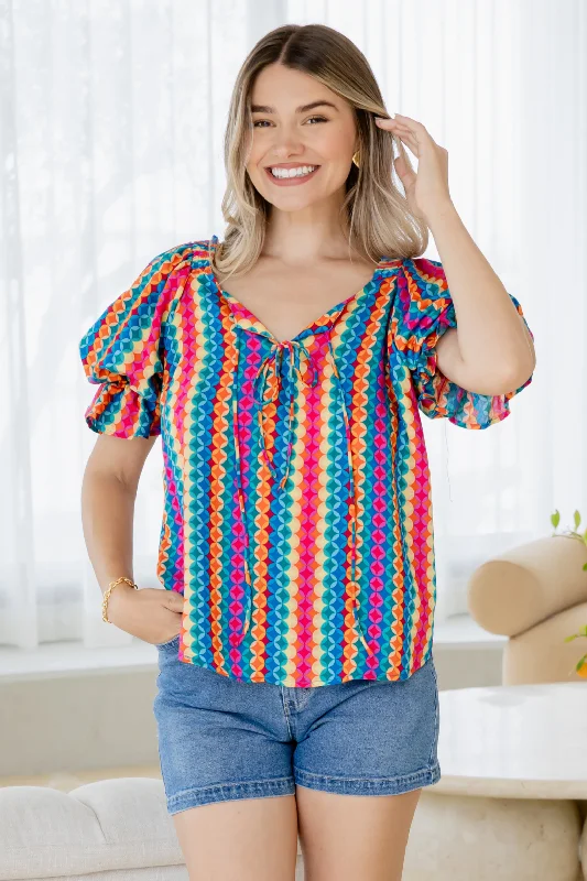 Fashion-Forward Offers Isabella Top Bright Geo Print