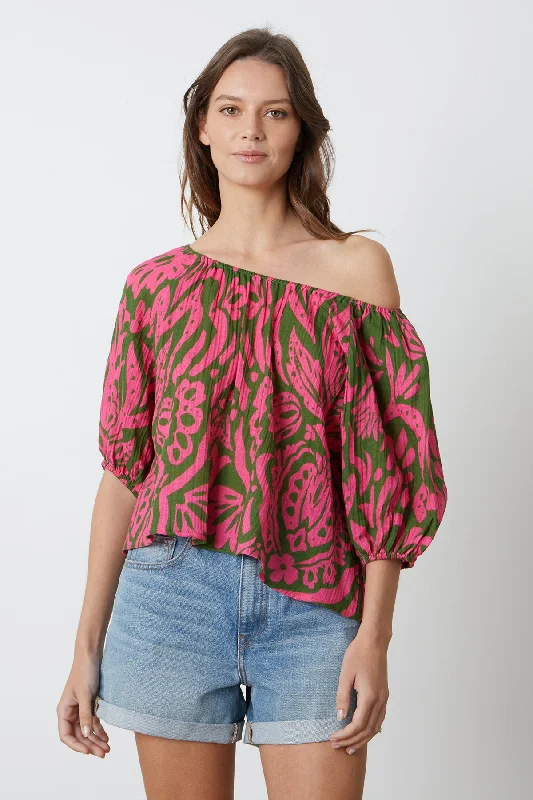 Sophisticated Fashion CANDICE PRINTED COTTON GAUZE TOP