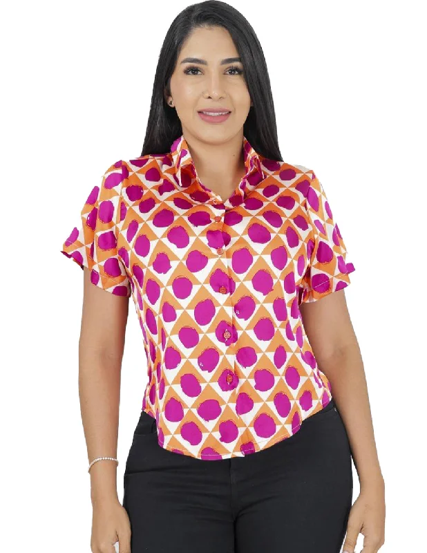 Huge Price Cut YU2703, Angelus Ladies S/Sleeve Printed  Shirt Top S-XL