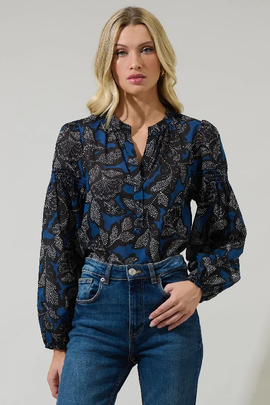 Stylish Savings Aurina Floral Jamille Split Neck Poplin Top