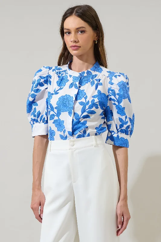 Latest Trends Glantis Floral Klina Drape Sleeve Top