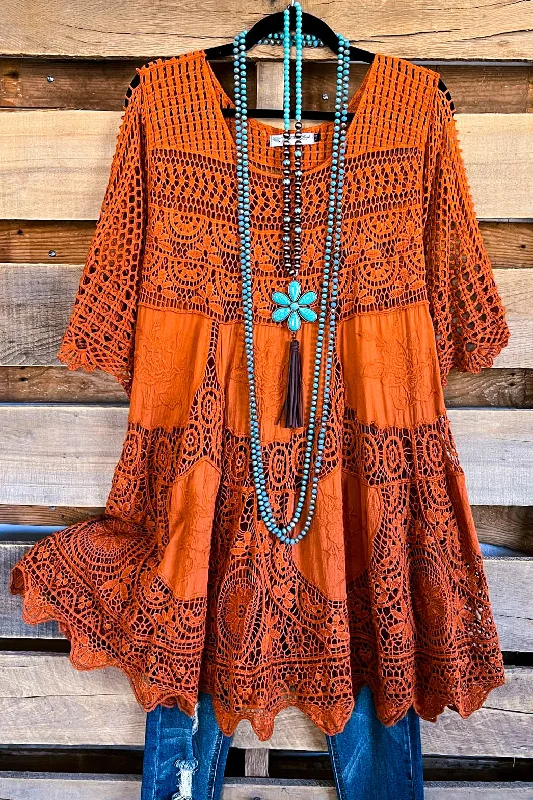 Stay Ahead In Style AHB EXCLUSIVE: Delightful Details Top - Rust  - 100% COTTON