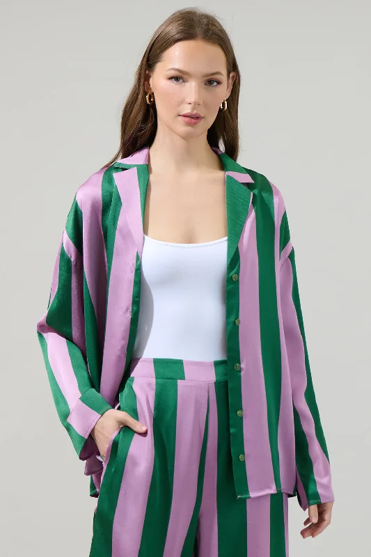 Contemporary Fashion Sale Rag Striped Paulina Satin Oversized Shirt