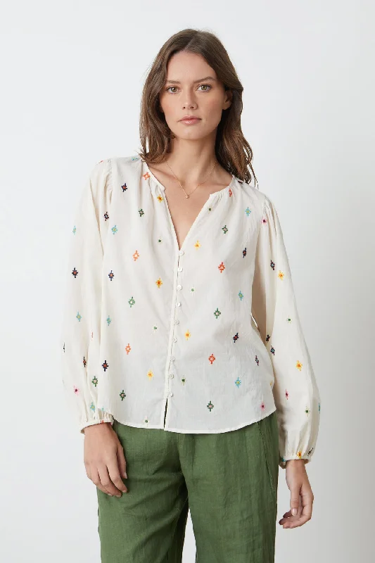 Clearance Event ELIZABETH EMBROIDERED BOHO TOP