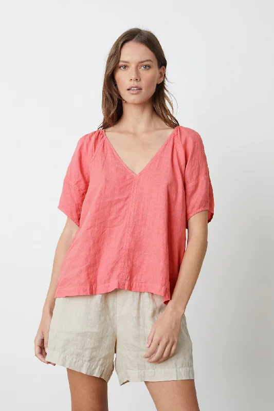 Big Savings CALLIN PUFF SLEEVE LINEN TOP