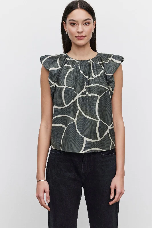 Luxe Style Discounts CAMILLE PRINTED SILK COTTON VOILE TOP