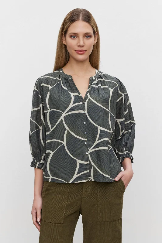 Crazy Discounts, Hurry Up BETTY PRINTED SILK COTTON VOILE TOP