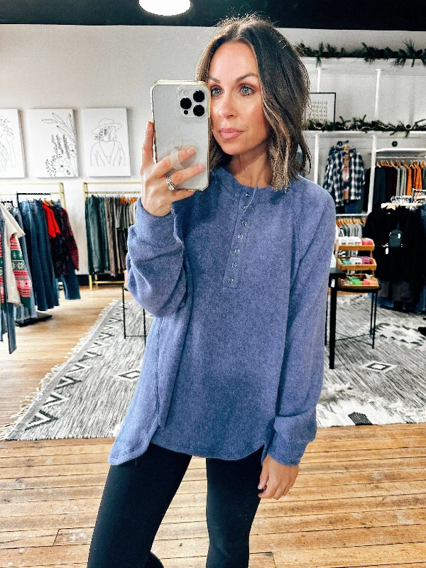 Athleisure Style Sale Ashley Snap Henley Top - 5 Colors