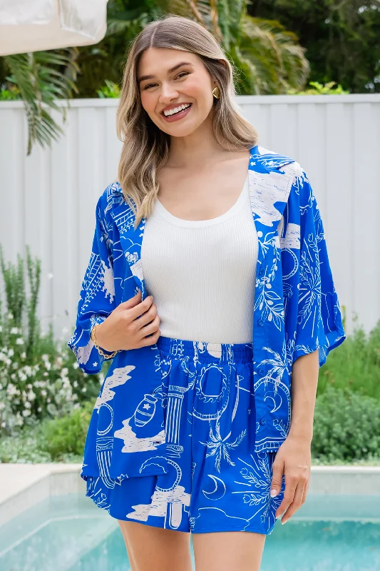 Sporty Fashion Offers Molly Shirt Aegean Print Blue