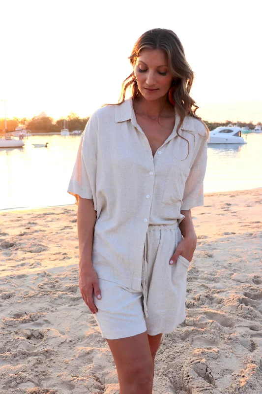 Casual Chic Lighthouse Lux Linen Shirt in Natural