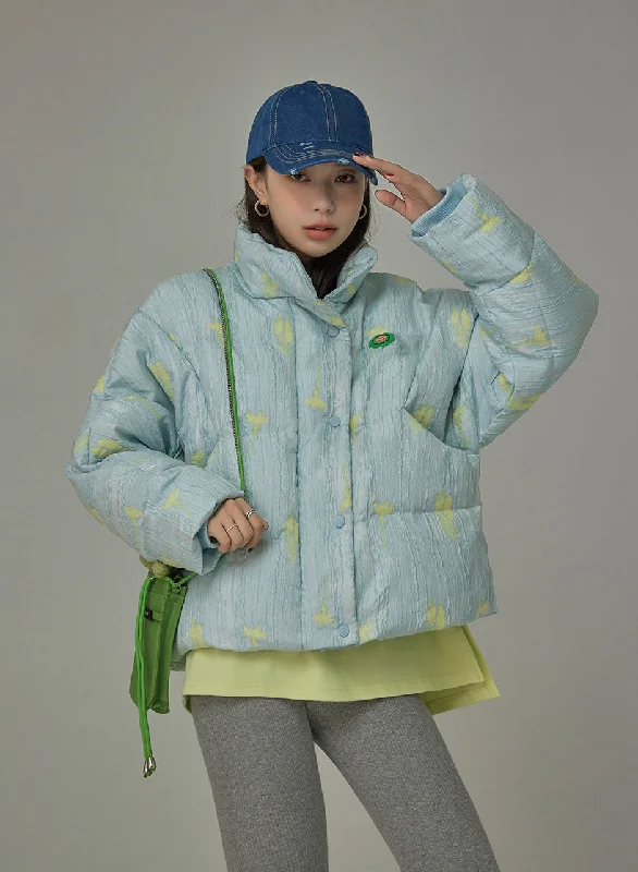 Women's Formal Apparel Water Painting Padded Jacket