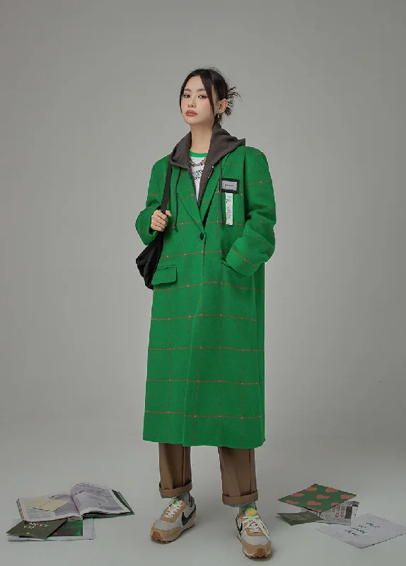 Women's Clothing For Travel Dwelling Into Winter Checkered Long Coat