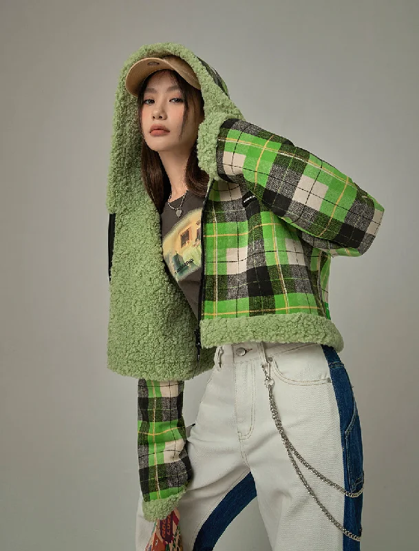 Women's Clothes For Special Occasions Whatever Fleece Checkered Jacket