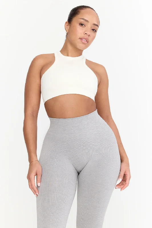 Stylish Women's Attire Limited Time Offers SCULPT SEAMLESS RIBBED RACER SPORTS BRA - MILK MARL