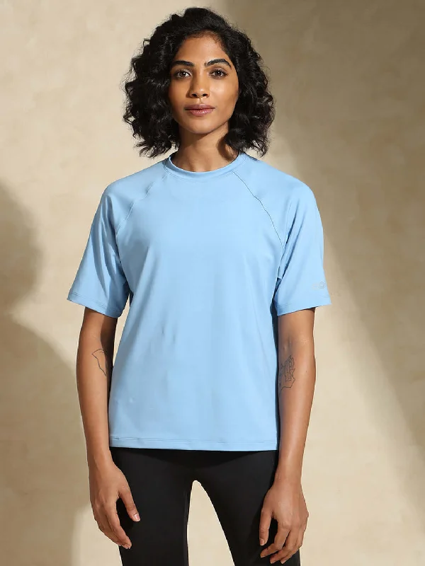 Women's Evening Clothing Trendy Women'S Wear Collection Traqfit Raglan Tee Cerulean