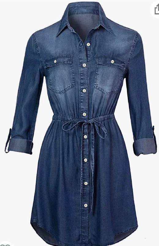 Affordable Women's Garments Flash Sale Now Denim Chambray Dress