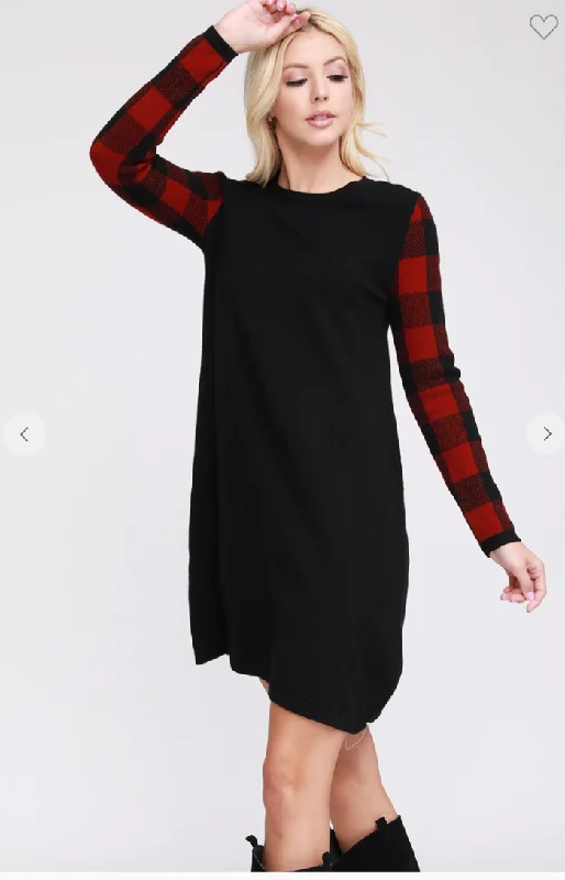 Women's Wardrobe Apparel Flash Sale, Don'T Miss Long Sleeve Contrast Plaid Sweater Dress