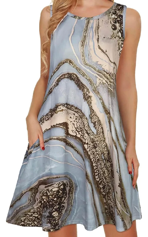 Women's Stylish Professional Apparel Limited Styles Marble metallic pocket dress