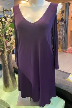 Women's Clothing For Outdoor Events Romantic Chic Deals Purple Cold Shoulder Dress