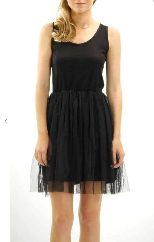 Women's Resort Garments Huge Discounts This Week Ribbed Knit Tank Top Tulle Skirt Slip Dress