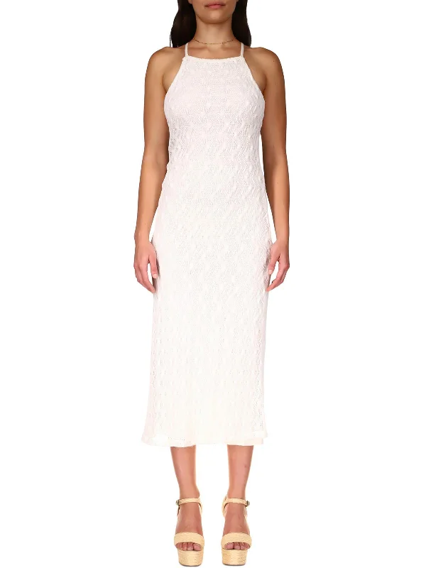 Women's Clothing For Holiday Travel Must-Have Style Discounts Womens Crochet Halter Midi Dress