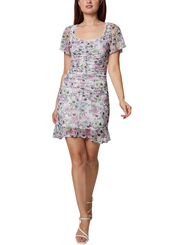 Women's Party Clothes Fashion Forward Womens Mesh Floral Mini Dress