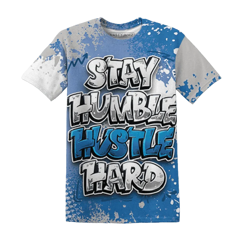 Bold And Trendy Gender-Neutral Outfits Sustainable Fashion Extravaganza NastyJamz Industrial Blue 4s T-Shirt Match Stay Humble Hustle Hard All-Over Print