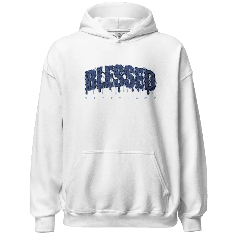 Casual Yet Sophisticated Unisex Fashion Effortless Style, Endless Impact NastyJamz Midnight Navy 5s Hoodie Match Blessed Text