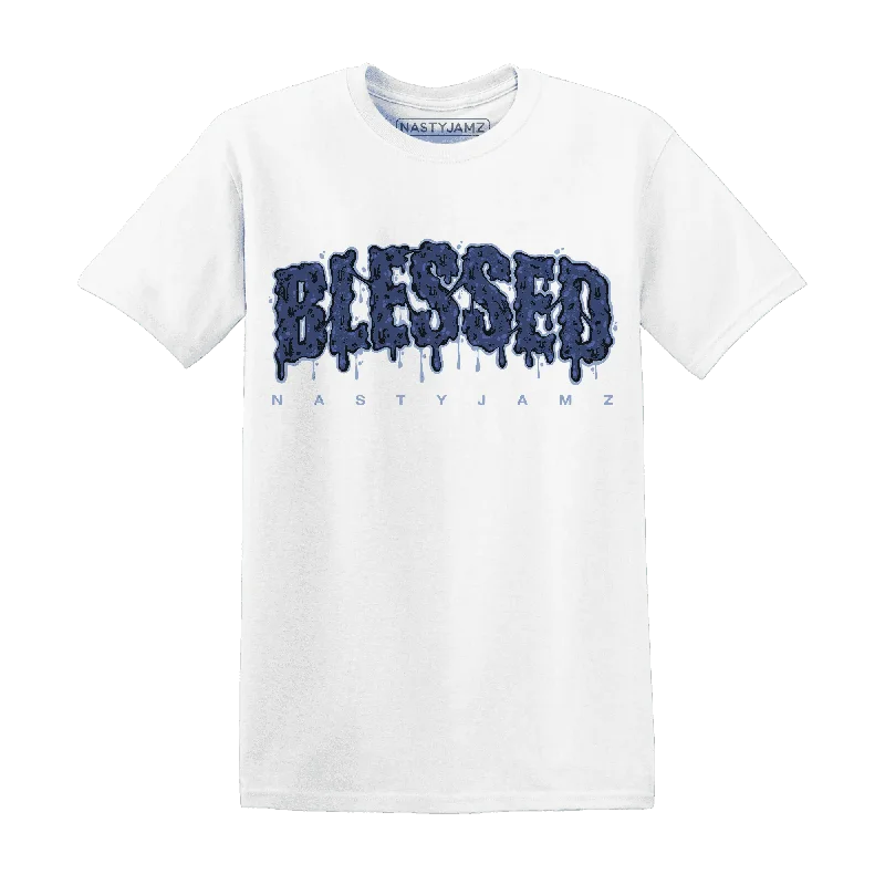 Functional And Stylish Unisex Wear Vintage-Inspired Style Offers NastyJamz Midnight Navy 5s T-Shirt Match Blessed Text