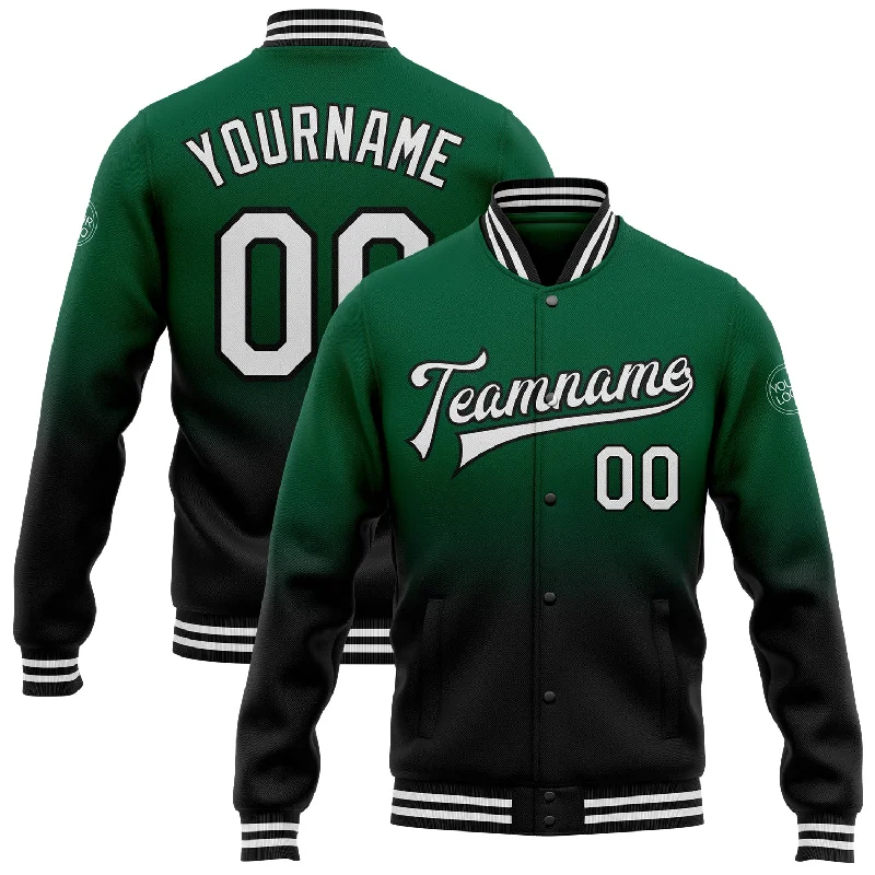 Fashion-Forward Gender-Neutral Outfit Ideas Inspired By You, Designed For You Custom Kelly Green White-Black Bomber Full-Snap Varsity Letterman Fade Fashion Jacket