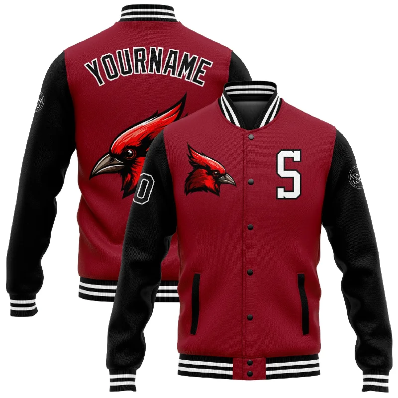 Bold And Trendy Gender-Neutral Outfits Flash Sale Fever Custom Cardinal Black-White 3D Pattern Design Bomber Full-Snap Varsity Letterman Jacket