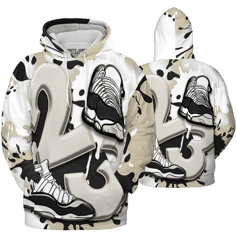 Lightweight And Breathable Unisex Wear Latest Fashion NastyJamz Gratitude 11s Hoodie Match Number 23 Paint White Monochrome Ball All-Over Print