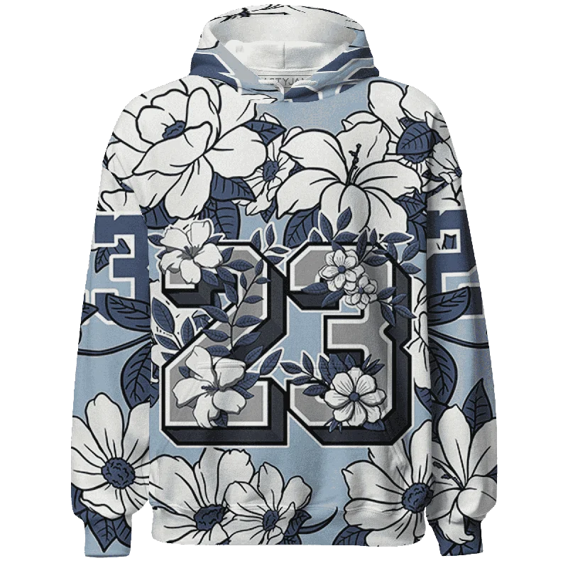 Unisex Everyday Fashion Essentials Stylish Deals NastyJamz Mid Diffused Blue Grey 1s Hoodie Match 23 Floral Flower All-Over Print