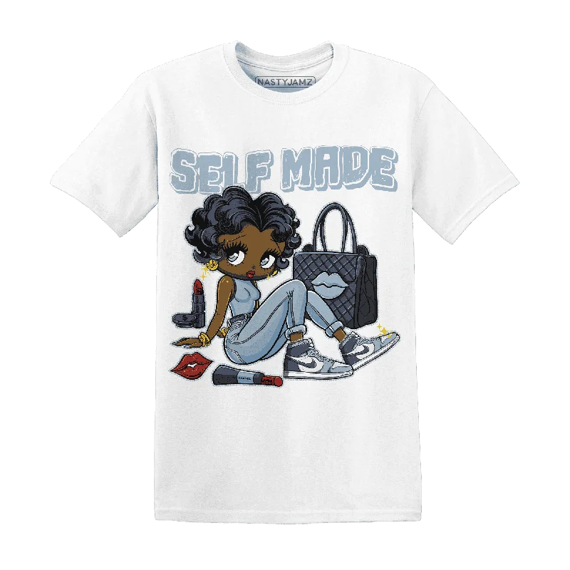 Unisex Casual Fashion Trends Seasonal Picks NastyJamz Mid Diffused Blue Grey 1s T-Shirt Match Sneaker Girl Selfmade