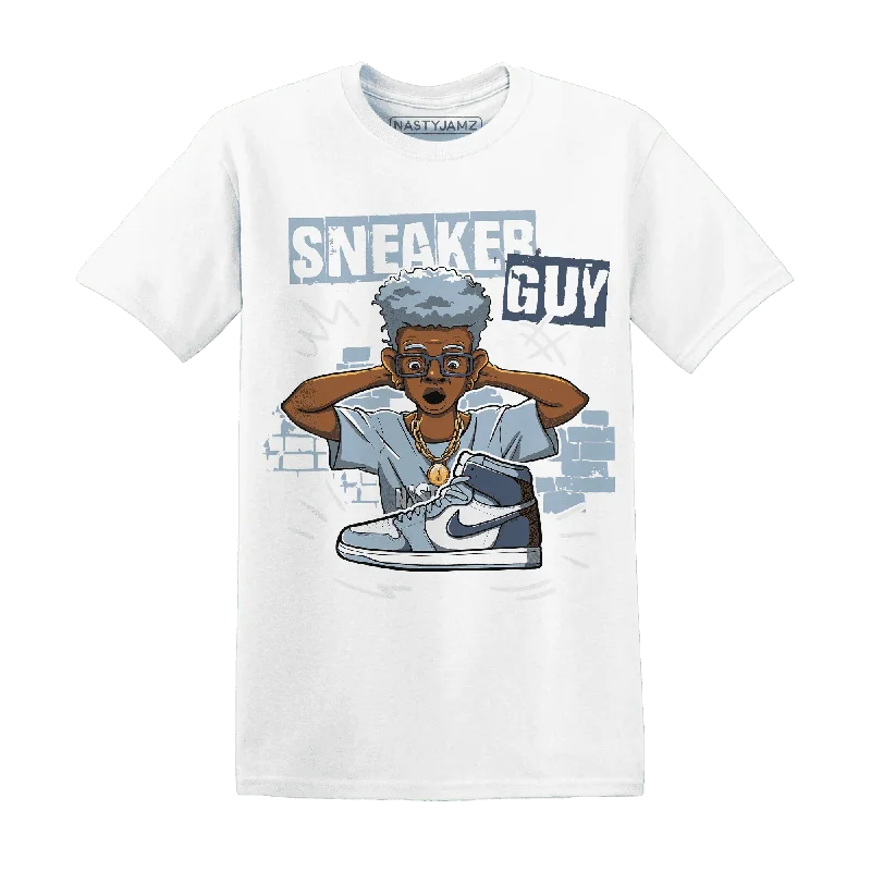 Minimalist Unisex Fashion Essentials Gift Ideas NastyJamz Mid Diffused Blue Grey 1s T-Shirt Match Sneaker Guy Collector