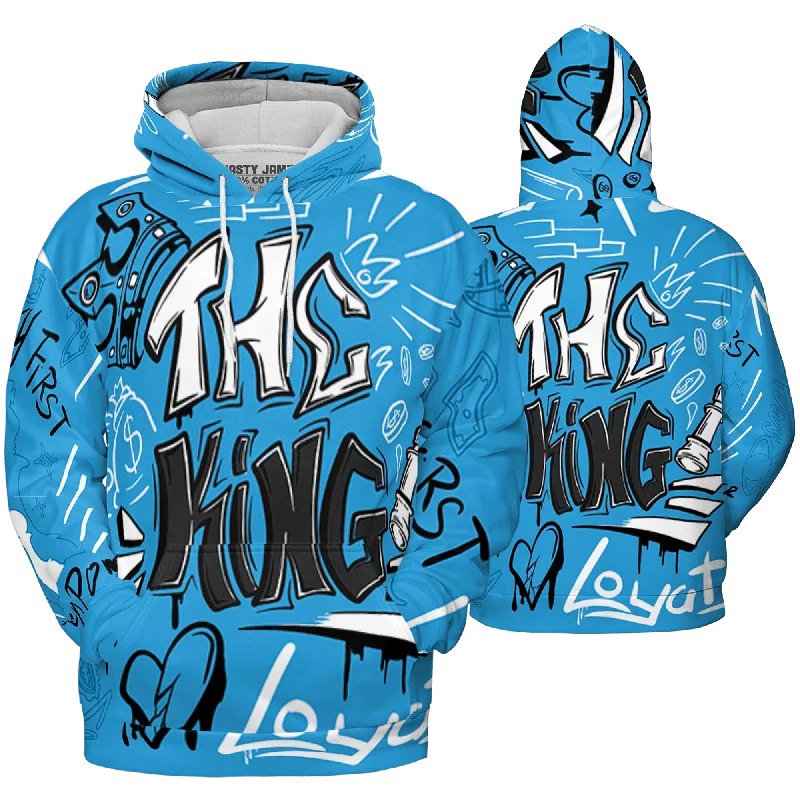 Effortless And Modern Unisex Dressing Style Breakthroughs NastyJamz Powder Blue 9s Hoodie Match The King Graffiti All-Over Print