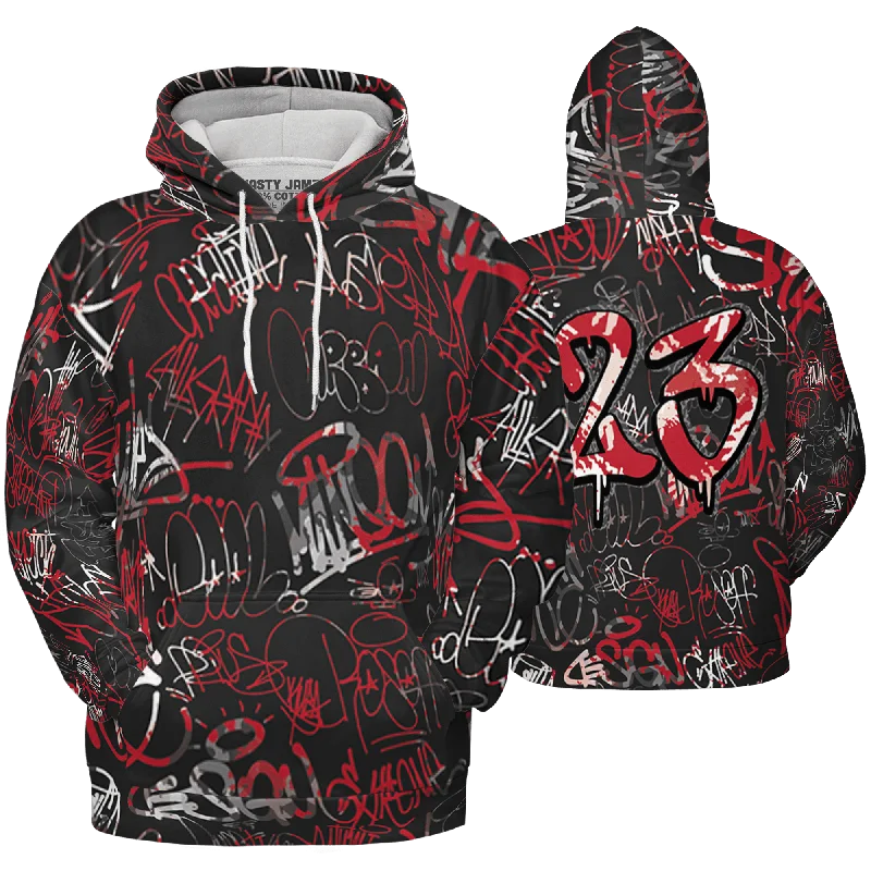 Relaxed-Fit Unisex Fashion For All-Day Comfort Cool Prices NastyJamz Spizike Low Bred Hoodie Match 23 Hiphop Graffiti Pattern All-Over Print