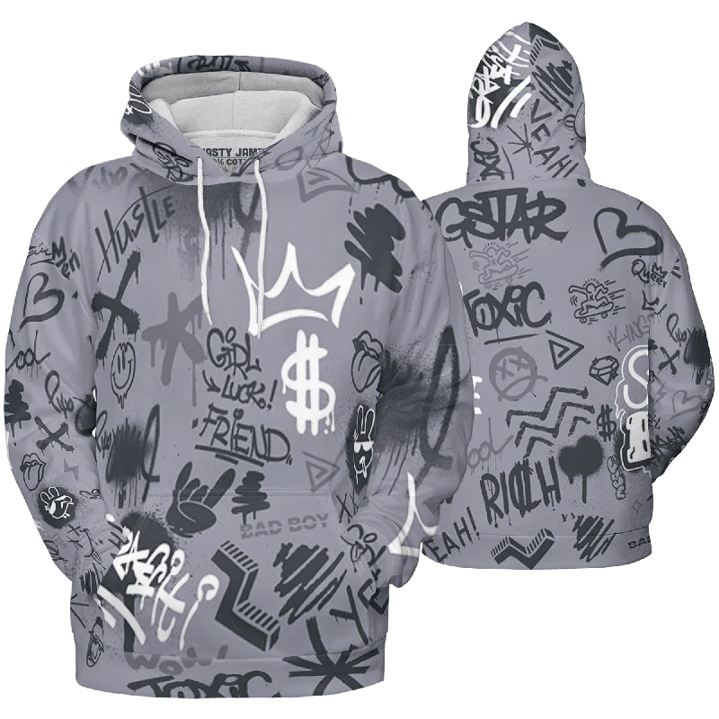 Contemporary Gender-Free Clothing Styles Valentine's Special NastyJamz Stealth 14s Hoodie Match Graffiti King Doodle Style All-Over Print